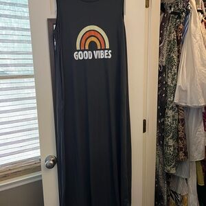 SHEIN Black Maxi Dress with Retro Graphic